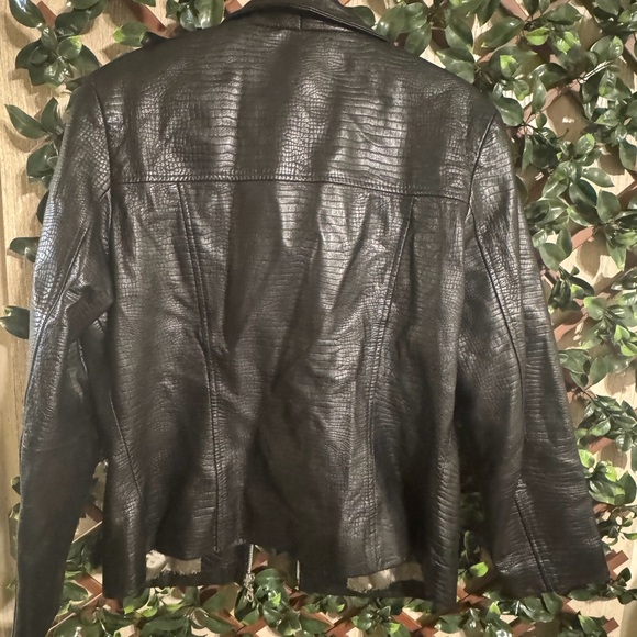 Vintage Saguaro Genuine Leather Croc-Embossed Black Jacket Y2K Style Size Large - Picture 12 of 14